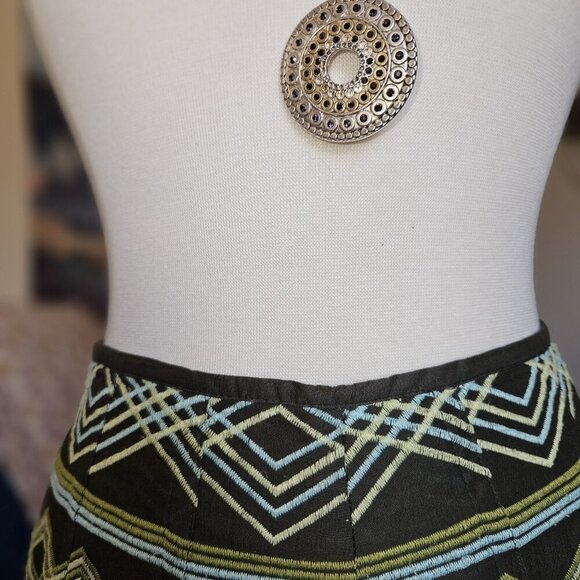 Josephine Chaus Green Argyle Pleated A-Line Skirt Size 4P Retro Mod Preppy Midi - Picture 4 of 13